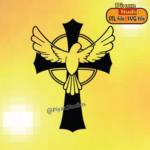 corss birds wall art svg, stl 3D model