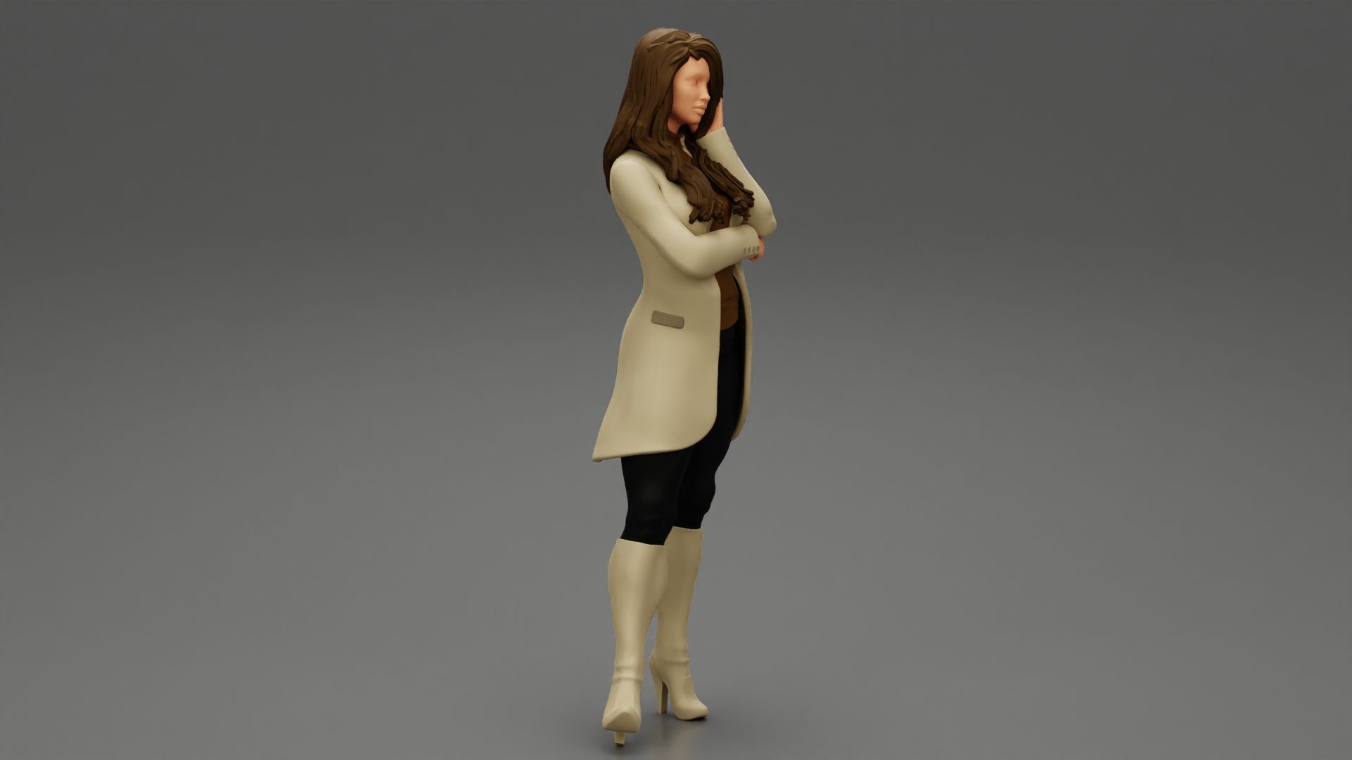 Girl-01.jpg Fichier 3D Jeune femme en manteau posant dans la rue Modèle d'impression 3D・Design à télécharger et à imprimer en 3D, 3DGeshaft