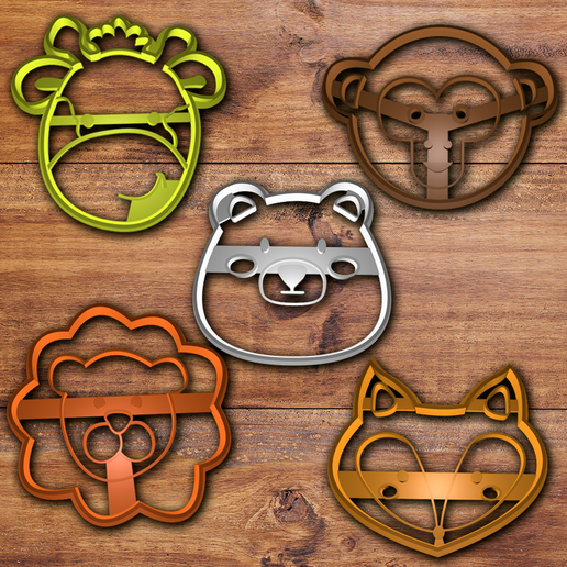 Jungle animals cookie cutter set - 3D model önizlemesi
