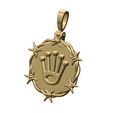 Rolex-crown-Halo-Barb-wire-round-pendant-00.jpg Couronne de montre pendentif rond avec bague Modèle d'impression 3D