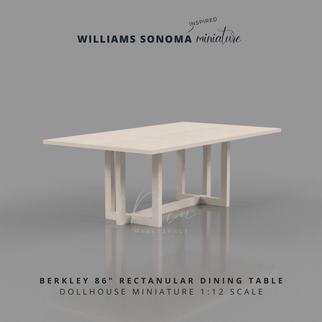 ea STL file Miniature Dining Table, Williams-Sonoma-Inspired miniature, Berkley 86 mini Table・3D printing idea to download, RAIN