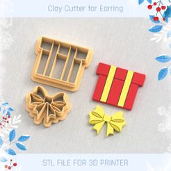 1.jpg 3D file Present Bow Set Clay Cutter, Winter Earring Cutters, Christmas Clay Cutters, Mini Clay Cutters 3 Sizes・3D printable model to download, craftunicutters