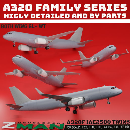 ✈️ A320F (IAE-2500V TWINS SL+WT) PAX V9・ 3D File for 3D
