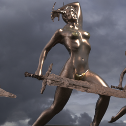 untitled.147.png OBJ file Lady of the lake Statue With Excalibur 2・3D printing template to download, aramar