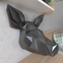 Pig-FInal.png Archivo STL Pig Head Wall Lowpoly・Modelo para descargar e imprimir en 3D