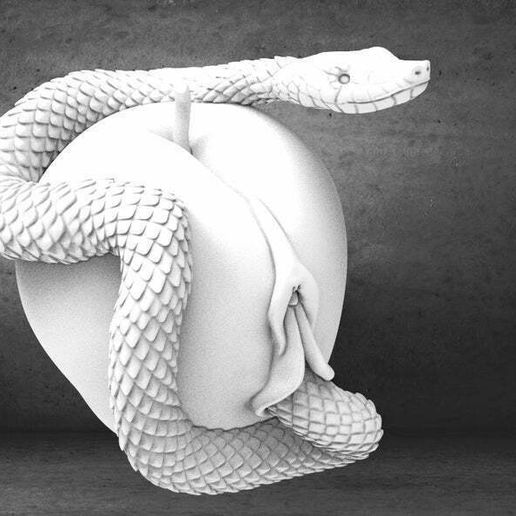 Original sin, eve, apple and a snake 3D model