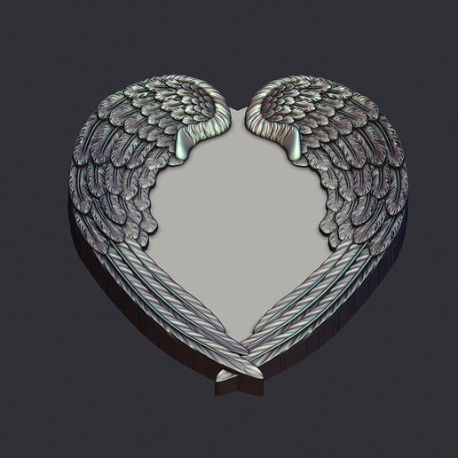 👼 Angel Wings and Heart Memorial 3D STL Model – Symbolic Wings & Heart ...