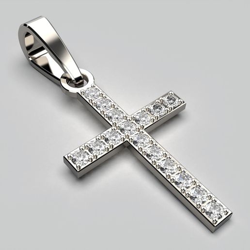 Diamond Cross Necklace Classic Pendant 3D model