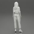 Girl-0010.jpg Attractive Woman Wearing Off Shoulder sneakers and pants 3D Print Model