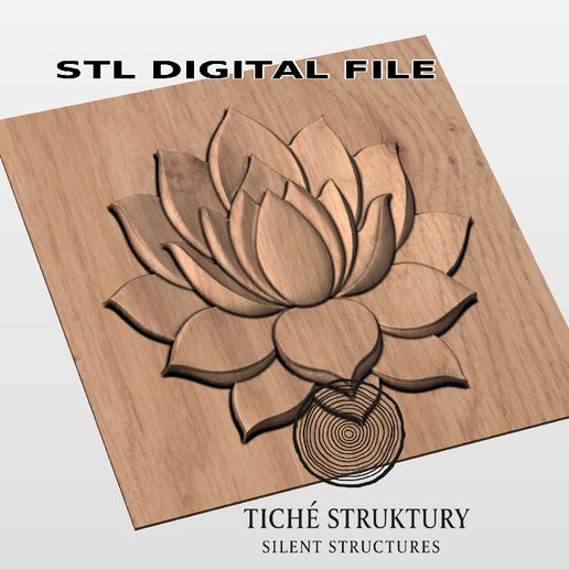 Snimek-obrazovky-2025-09-28-183555-kopie.png Lotusblume CNC Relief - STL 3D Modell für Holzschnitzerei | CNC Router Digital File (Personal Use)