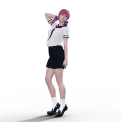 01.png 3D file Japanese school girl 01・3D printing design to download