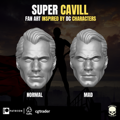 1.png STL file Super Cavill Head Collection for action figures・3D printable model to download