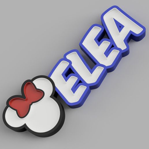 NAMELED ELEA WITH MINNIE HEAD - LED LAMP WITH NAME 3D model