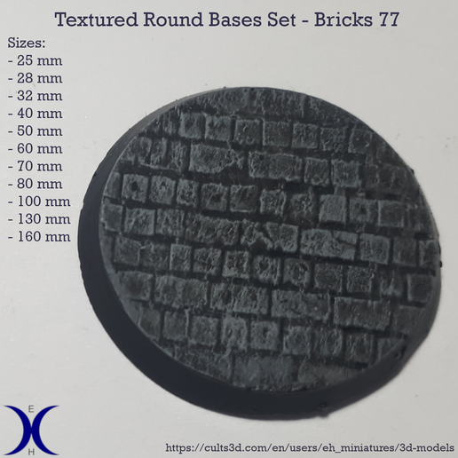 🎲 Round bases set for tabletop, textured: Bricks 77・ STL File for 3D ...
