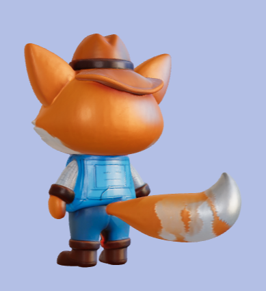 Kawaii-Fox-Cowboy4.png Kawaii Fox Cowboy - Whimsical 3D Model in STL, OBJ, 3MF + Textures