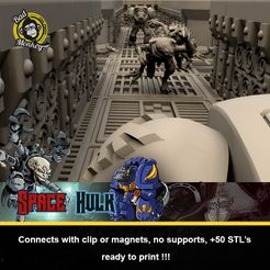 Connects with clip or magnets, no supports, +50 STL’s ready to print !!! SPACE HULK - V2 - Full model kit