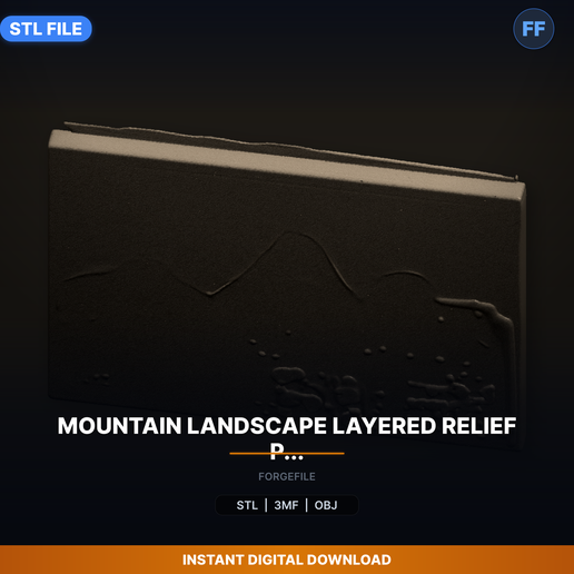 Mountain Landscape Layered Relief Panel - 3D Printable STL File