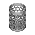 perspectiva.png Toothbrush pot with hexagonal pattern