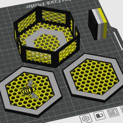 Honeycomb-coaster-set.jpg STL-Datei Untersetzer-Set mit Wabenmuster・Design für den 3D-Druck zum Herunterladen