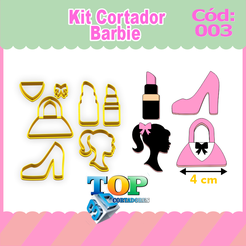 BARBIE.png Kit cortador Barbie 4 Peças