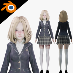 0-1200x1200.png School Girl - Realistic Female Character - Blender Eevee
