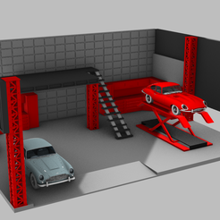 1.png STL file Diorama Garage | Diecast Garage | 1:64 1/64 |・3D printer model to download
