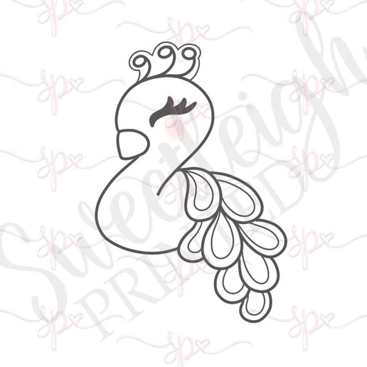 Princess Swan Number 2 Cookie Cutter STL – 2 Inch Fairy Tale Birthday Shape
