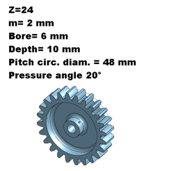 Gear-z-24.png Spur gear 24 teeth - 2 mm module - 10 mm depth.