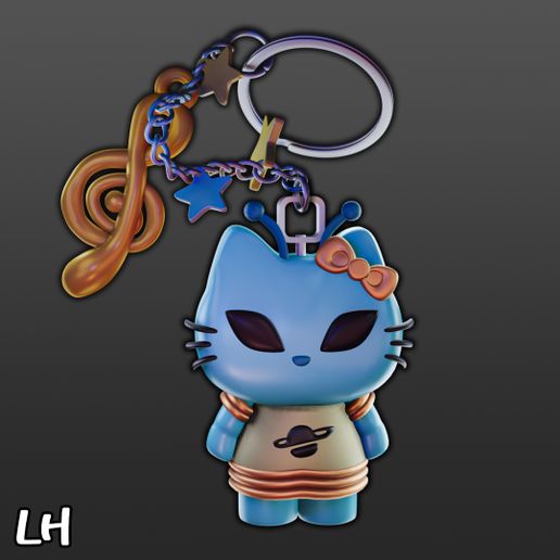 Alien hello kitty keychain 3D model