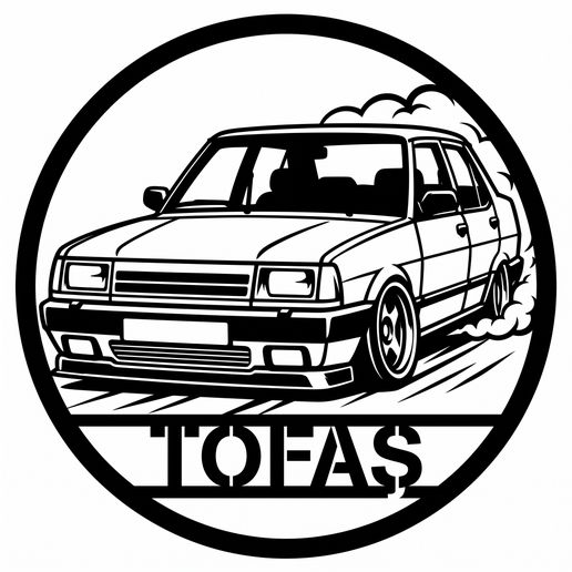 Tofas Stance Drift 2D Wall Art - Circular Modified Turkish Classic Car Silhouette Garage Sign STL