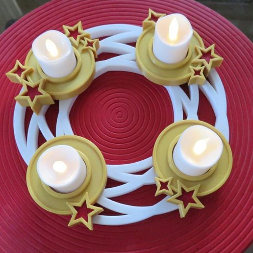 🫖 Adventskranz für Teelichter (Elektrische)・ STL Datei für 3D-Druck・Cults
