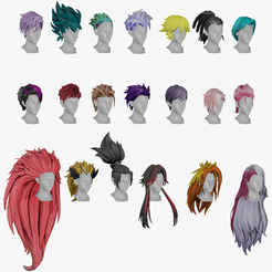 Thumb.png 20 Stylized Male Hair Models Pack 1 - Low Poly 3D