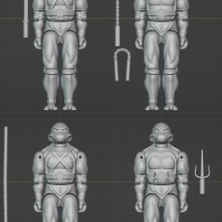 TMNT_4-Figures.png 3D file TEENAGE MUTANT NINJA TURTLES // GI Joe // O-Ring Action Figure SET・Model to download and 3D print