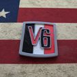 V6badgepainted.jpg V6 Badge Emblem Jeepster Commando CJ5 CJ6 Jeep