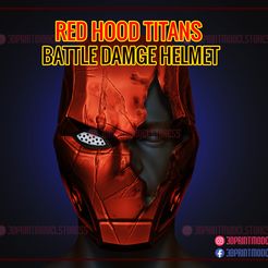 RedHood_Titans_Battle_Damage_Helmet_3d_print_model_01.jpg Archivo 3D Modelo de impresión 3D del casco de batalla de los Titanes de Capucha Roja・Modelo para descargar y imprimir en 3D