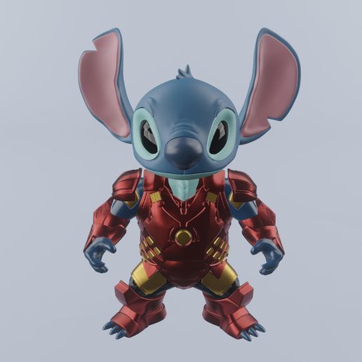 Stitch Iron Man - Easy 3D Print - Marvel x Disney - Fan Art - Ready To Print ( MULTIPARTS) 3D model