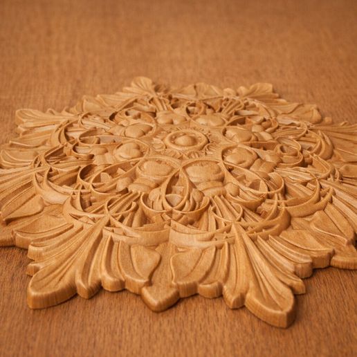 Baroque Floral Rosette STL | Ornate Round Ceiling Medallion CNC Relief