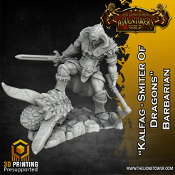 Kalfag,-Smiter-of-Dragons-Barbarian.png Download file Kalfag - Smiter of Dragons - Barbarian (32MM SCALE, PRE-SUPPORTED MINIATURE) • 3D printing model, Lion_Tower