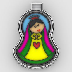 virgen_1-color.jpg STL file virgin mary - virgin mary - freshie mold - silicone mold box・3D print model to download