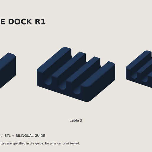 NORTE Cable Dock R1 - 1, 3 and 5 Cable Desktop Organizer