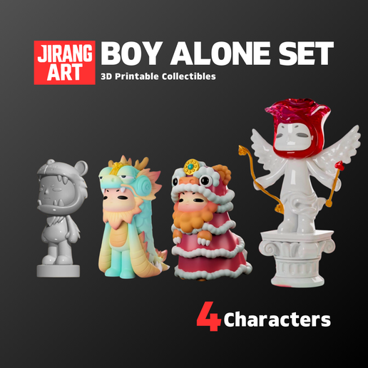 Boy Alone Collection – Cute Stylized 3D Printable Figures STL Bundle