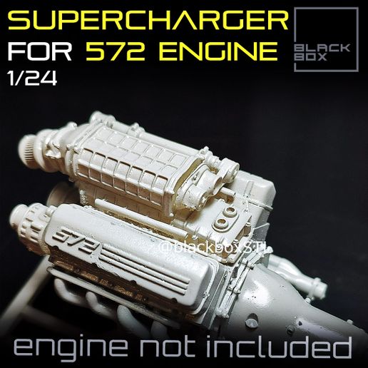 SUPERCHARGER FOR 57e ENOINE ima 3D-Datei Kompressorsatz für 572 ENGINE 1-24th・3D-druckbare Vorlage zum herunterladen, BlackBox