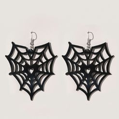 Halloween-Cobweb-Drop-Earrings.jpg Archivo STL aros telaraña corazon・Modelo para descargar y imprimir en 3D, victoria15135