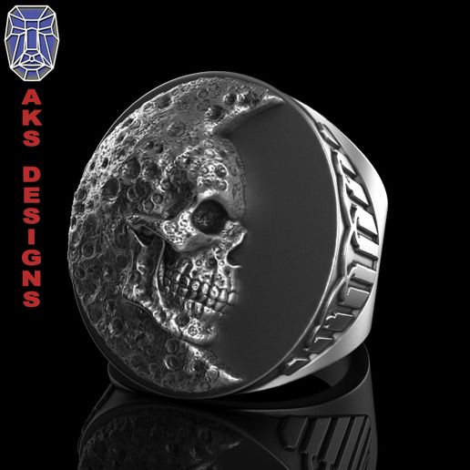 Moon skull v1 Ring jewelry 3D model