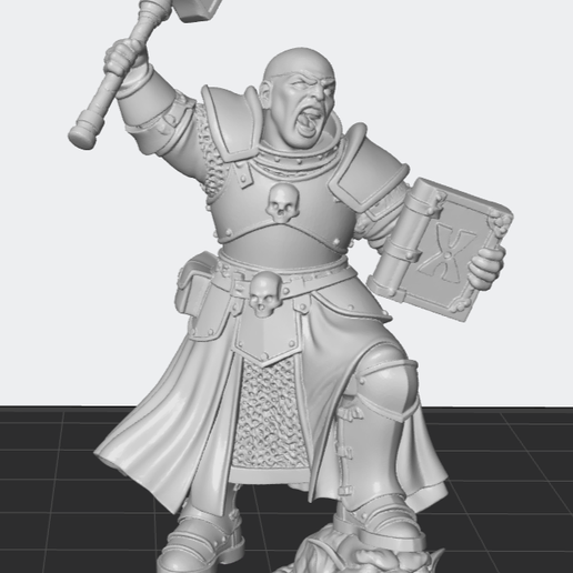 Fantasy Warrior Priest with Hammer and Book