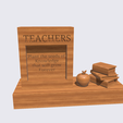 Shapr-Image-2024-02-19-174721.png Teachers plaque gift with books and apple figurine, motivational quote