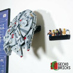 1.jpg Archivo STL Soporte de pared para LEGO Star Wars Halcón Milenario 75257・Modelo imprimible en 3D para descargar