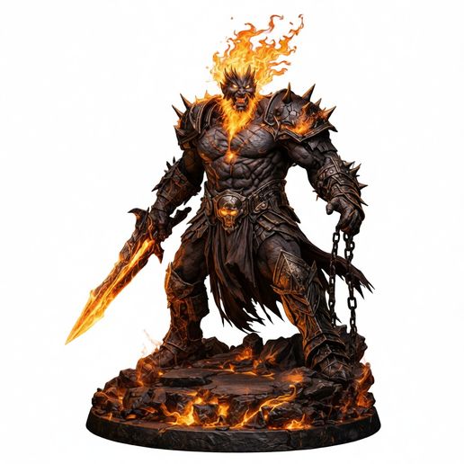 Infernal Fire Demon Lord STL DnD Tabletop 3D Print