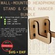 2.jpg Wall-Mounted Headphone Stand & Cable Hanger CNC Laser File | Commercial License | Kerf-Compensated SVG | Production-Ready DXF