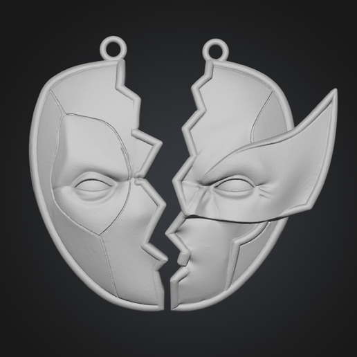 💜 Split Hero Masks Pendant – Dual Mask Broken Heart Keychain STL・ STL ...